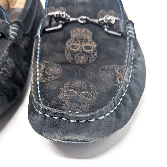 Robert Graham Shoes Mens 10 Tardis Suede Skulls Black Driving Loafers Slip On main image 7